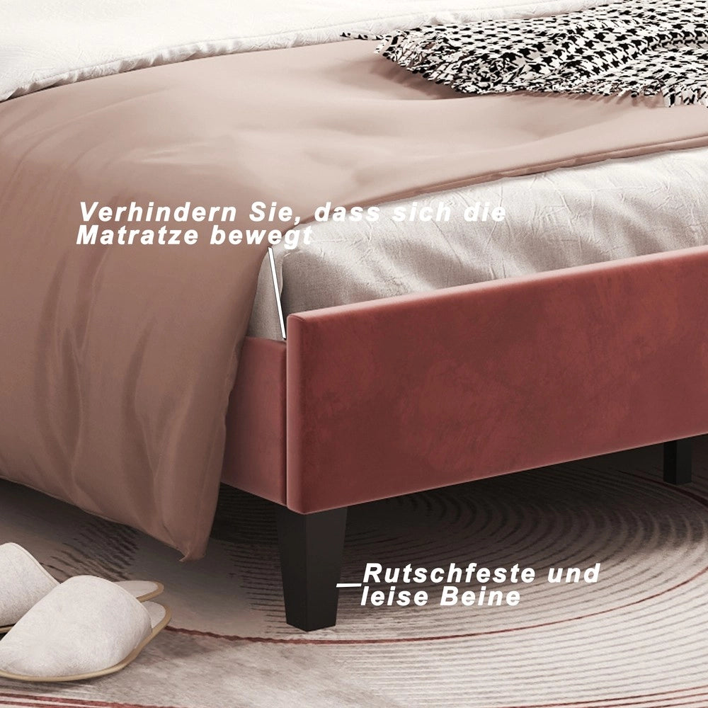 Letto Imbottito Singolo con Testiera ¨C MINIMAL ¨C Velluto Rosso 90x200