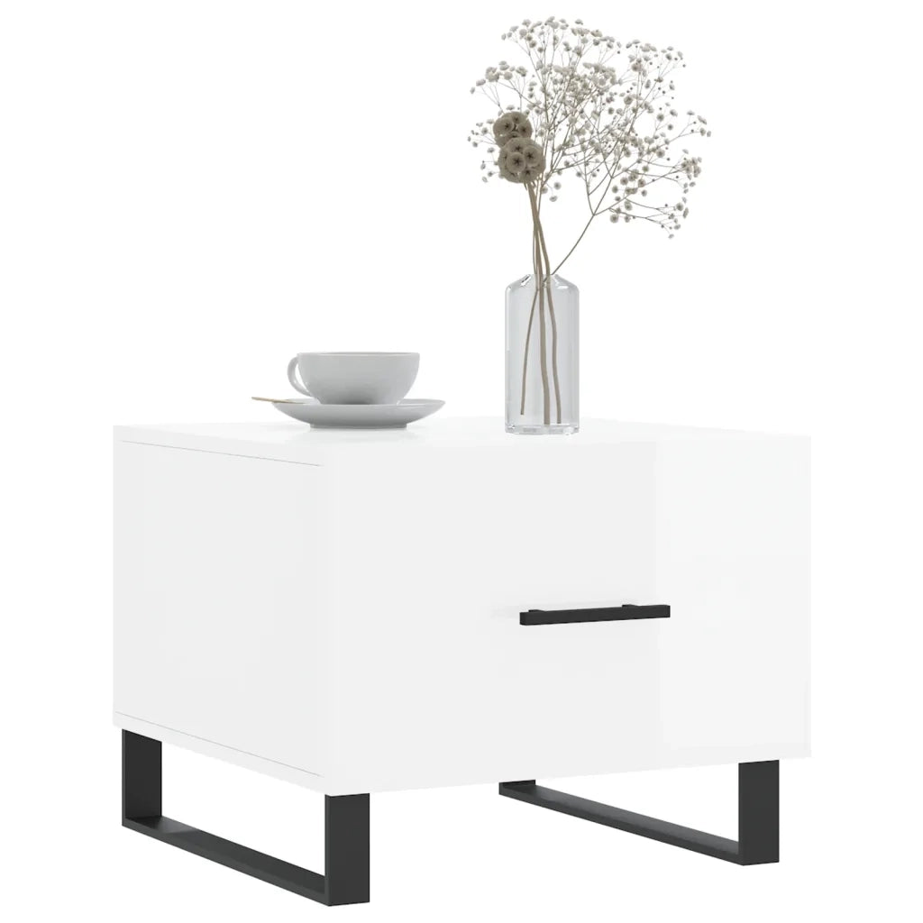2 pz Tavolini salotto | Tavolino da caff¨¨ | Tavolino da Soggiorno Bianco Lucido 50x50x40cm Legno Multistrato