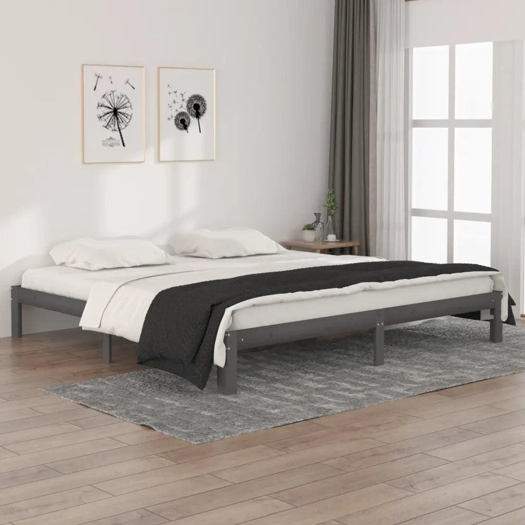 Giroletto Grigio in Legno Massello di Pino 200x200 cm 810387