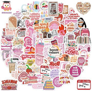 Stickers a forma di libro - colore rosa - set da 100 pezzi - per Kindle, laptop e scrapbook