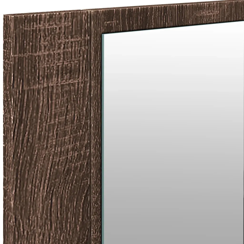 Armadietto Specchio con LED da Bagno | Armadio da bagno Rovere Marrone 100x12x45cm