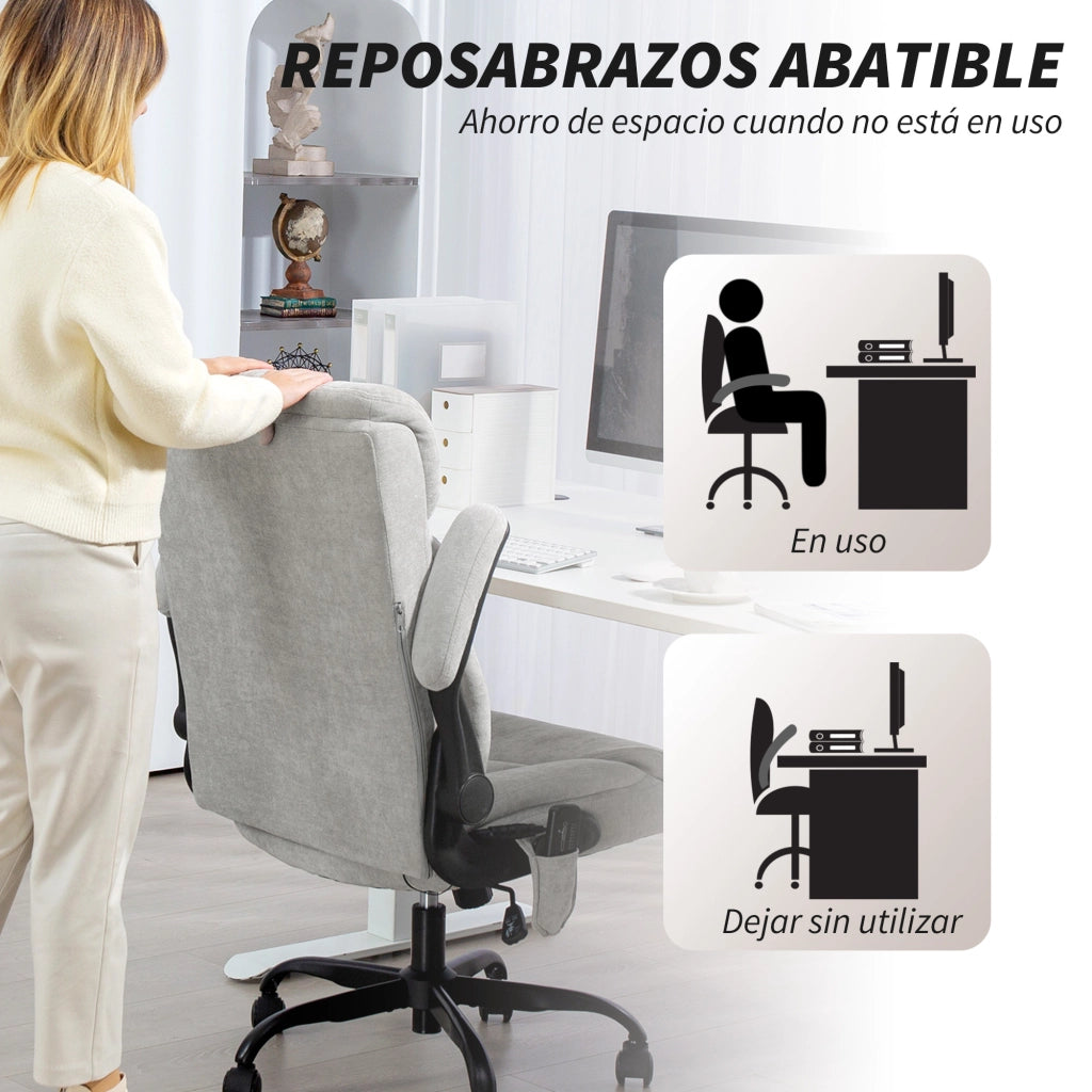 Sedia da Ufficio Imbottita con Braccioli Regolabile in Altezza ¨C Zephmum ¨C Grigio 66x67x113-121 cm