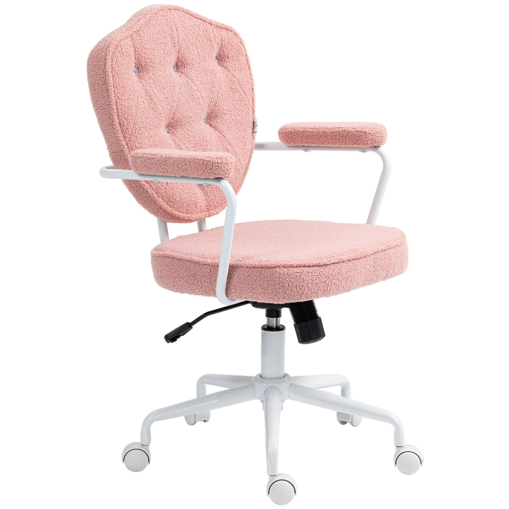Sedia da ufficio con rivestimento in tessuto imbottito e bottoni, regolabile in altezza, rosa ¨C ZephMum ¨C Tessuto imbottito
