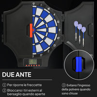 Bersaglio Elettronico con 6 Freccette e Monitor LCD per 31 Giochi 83x45x4 cm Nero e Blu
