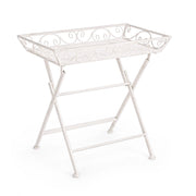 Set 2 Tavolini Rettangolari Acciaio Bianco Stile Rustico - IRENE