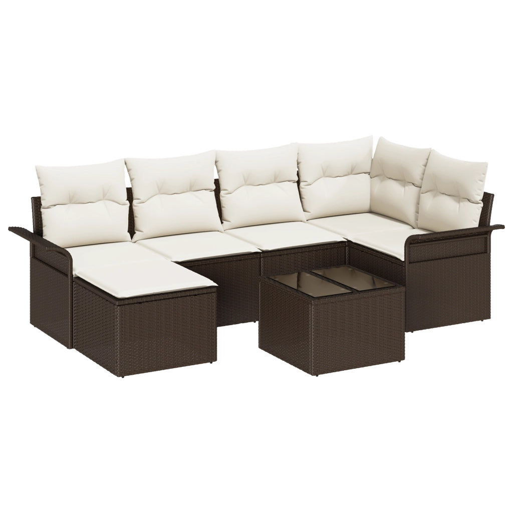 Set di divani da giardino  6 pezzi con cuscini Grigio Polyrattan
