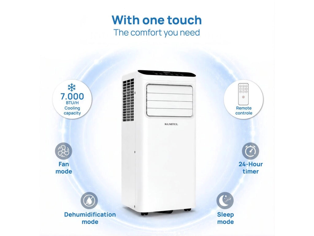 Condizionatore portatile da 7000 BTU con tubo di scarico - 20 m²