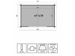 Casetta di legno Ambra in abete grezzo non trattato cm300x200 Losa
