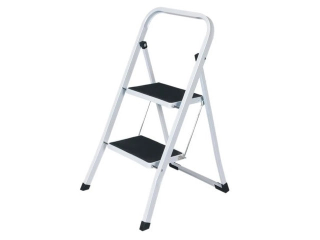 Sgabello Scala Scaletto in Metallo Tappetini Antiscivolo Stefy 2 Gradini