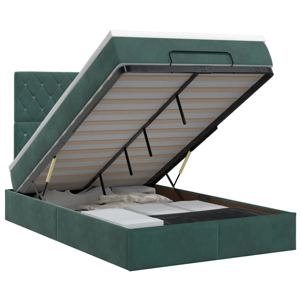 Letto ottomano con materasso Verde Scuro 120 x 190 cm Velluto 3457638