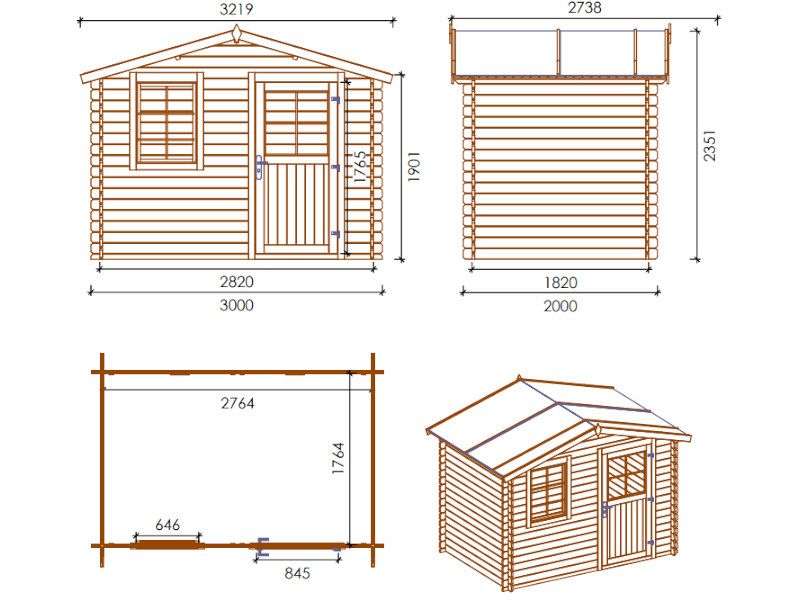 Box in legno Toronto cm 300x200 Losa in abete grezzo non trattato