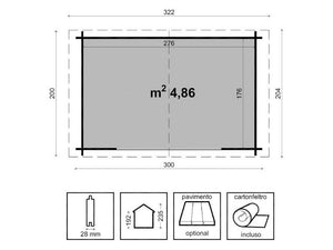 Box in legno Toronto cm 300x200 Losa in abete grezzo non trattato