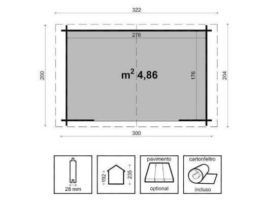 Box in legno Toronto cm 300x200 Losa in abete grezzo non trattato