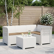 Divano da giardino 4 posti con cuscini aspetto rattan PP Bianco 3444008