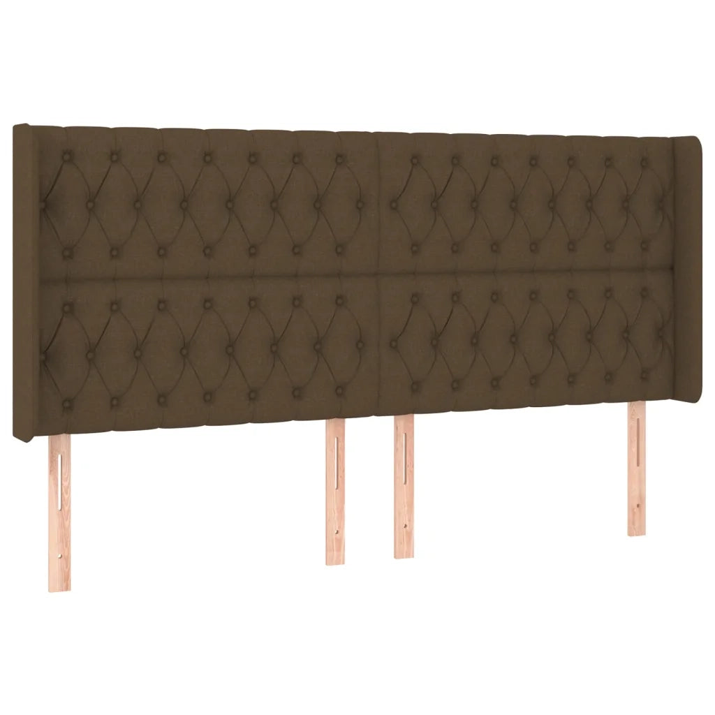 Testiera ad Orecchio Marrone Scuro 183x16x118/128 cm in Tessuto