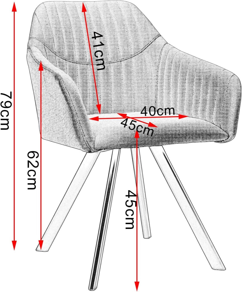 6X Sedie da Salotto con Braccioli Sgabello Grigio Scuro da Salone Cameretta Design Moderno 0260BY-6