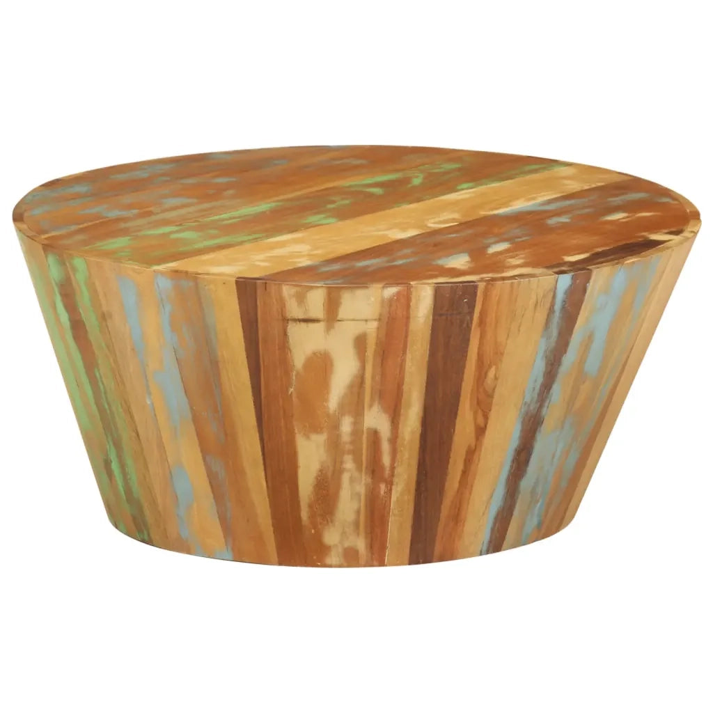 Tavolino da Salotto Ø65x31 cm in Legno Massello di Recupero 328301