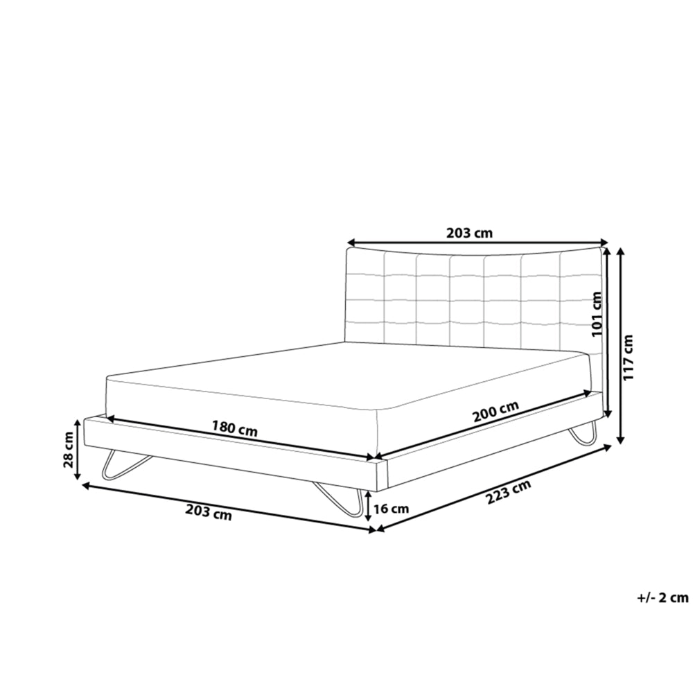 Letto 180 x 200 cm in velluto grigio struttura imbottita gambe a forcina in metallo testiera trapuntata