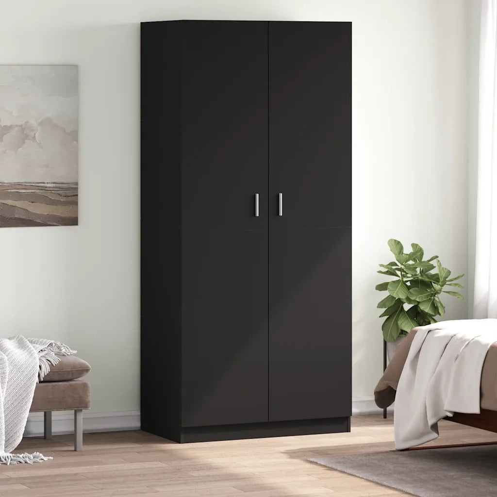 Armadio Nero 90x52x200 cm in Legno Multistrato 800631