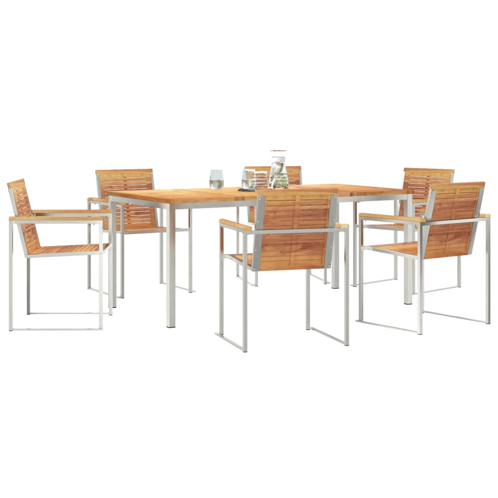 Set da Pranzo da Giardino  7 Pezzi Legno Massello di Teak