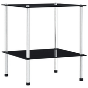 Scaffale a 2 Livelli Nero 40x40x47cm in Vetro Temperato cod mxl 104582