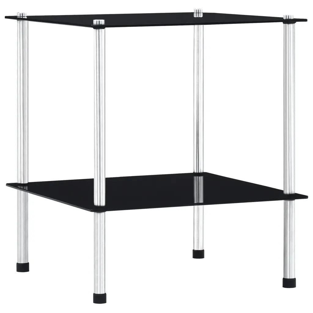 Scaffale a 2 Livelli Nero 40x40x47cm in Vetro Temperato cod mxl 104582