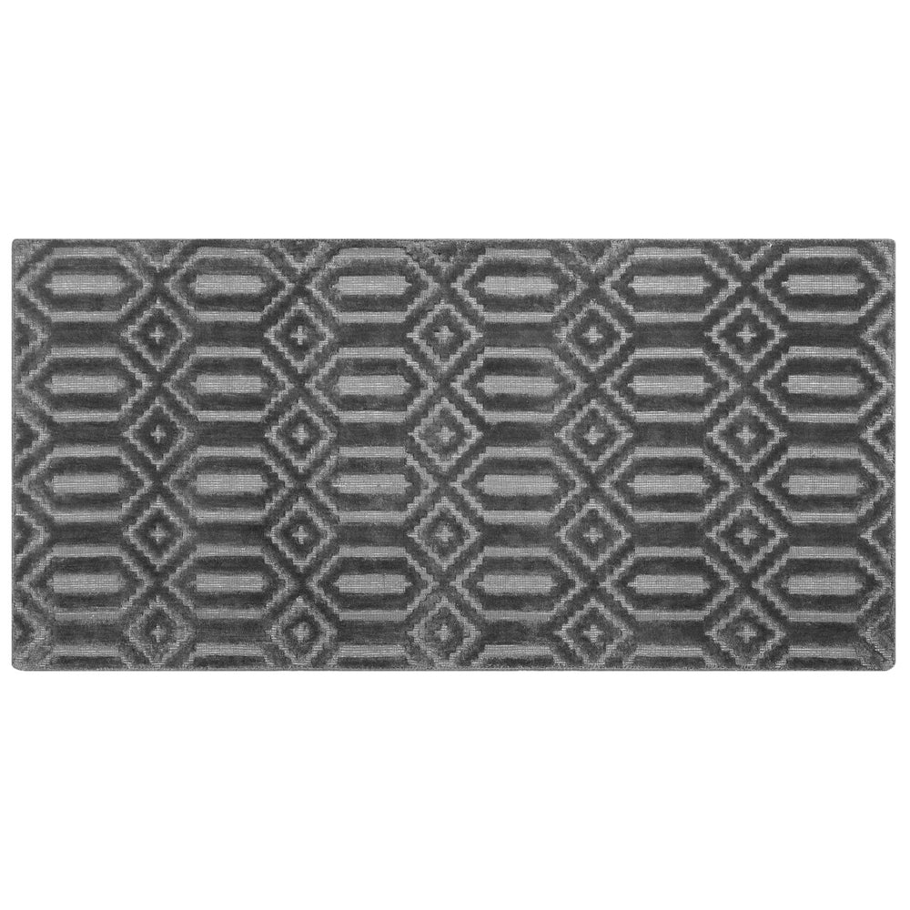 Tappeto Grigio Viscosa 80 x 150 cm Motivo Geometrico Tessuto a Mano Flatweave