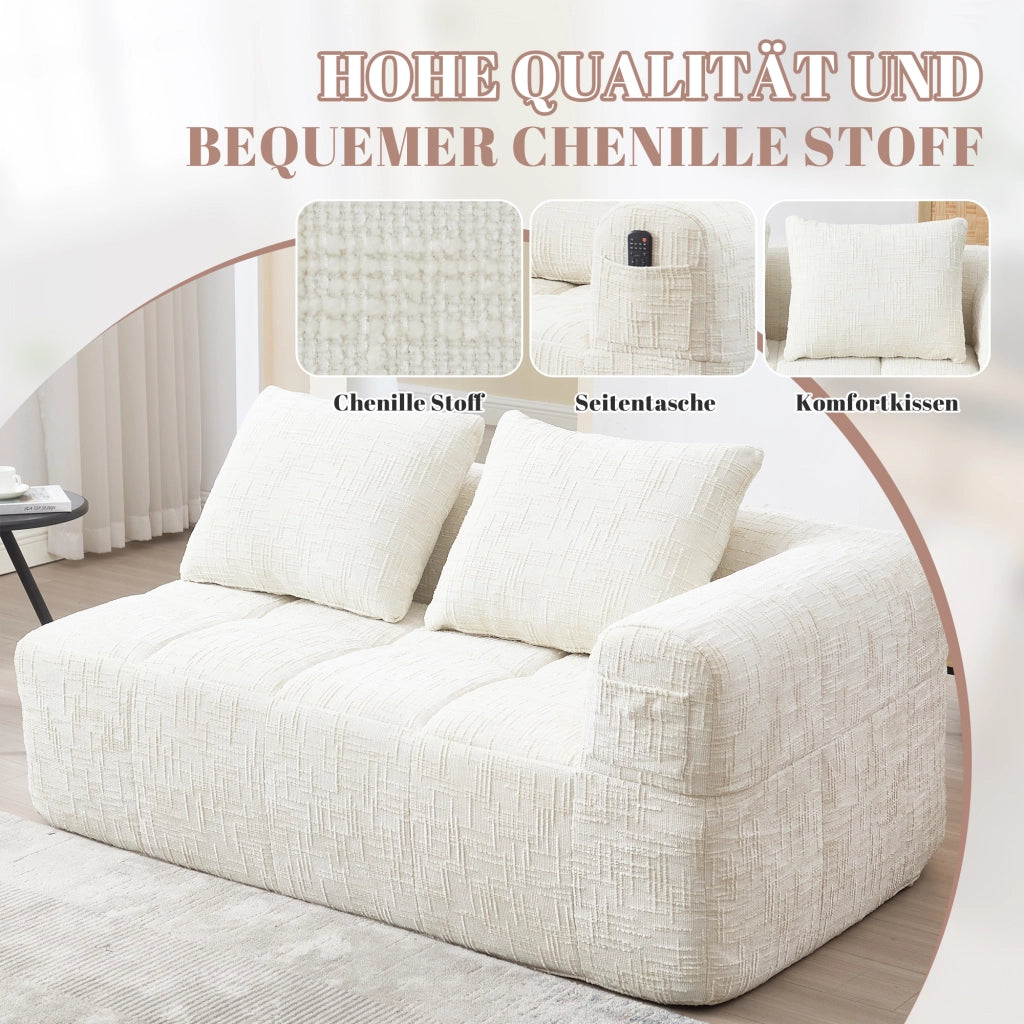 DIVANO Chaise Lounge 158x90x60 cm in Chenille Beige