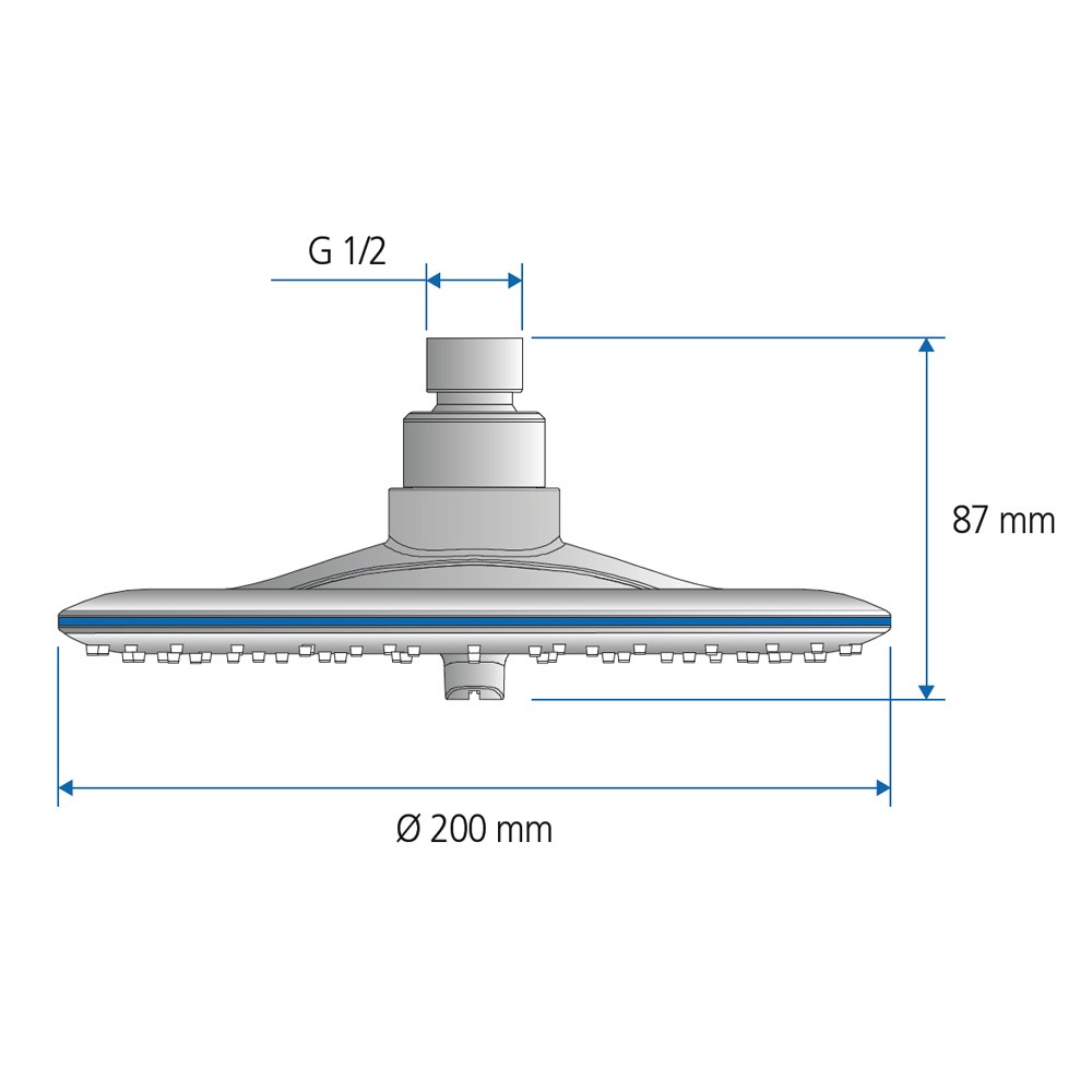 Soffione niagara 2 funzioni ovale con getto a cascata cromato