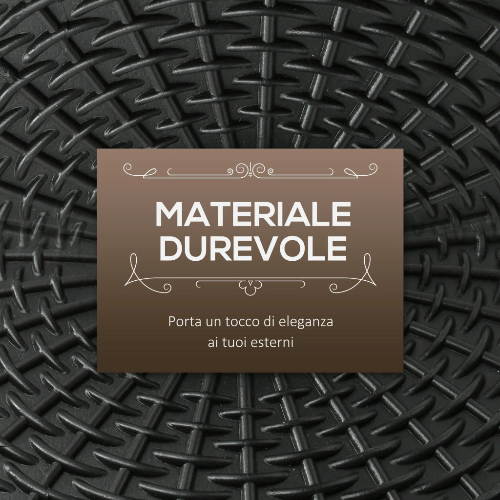 Base per Ombrellone Rotonda da 12,5kg Ø44,5 cm per Pali da Ø3,8 e Ø4,8 cm in HDPE Cemento e Acciaio Nero