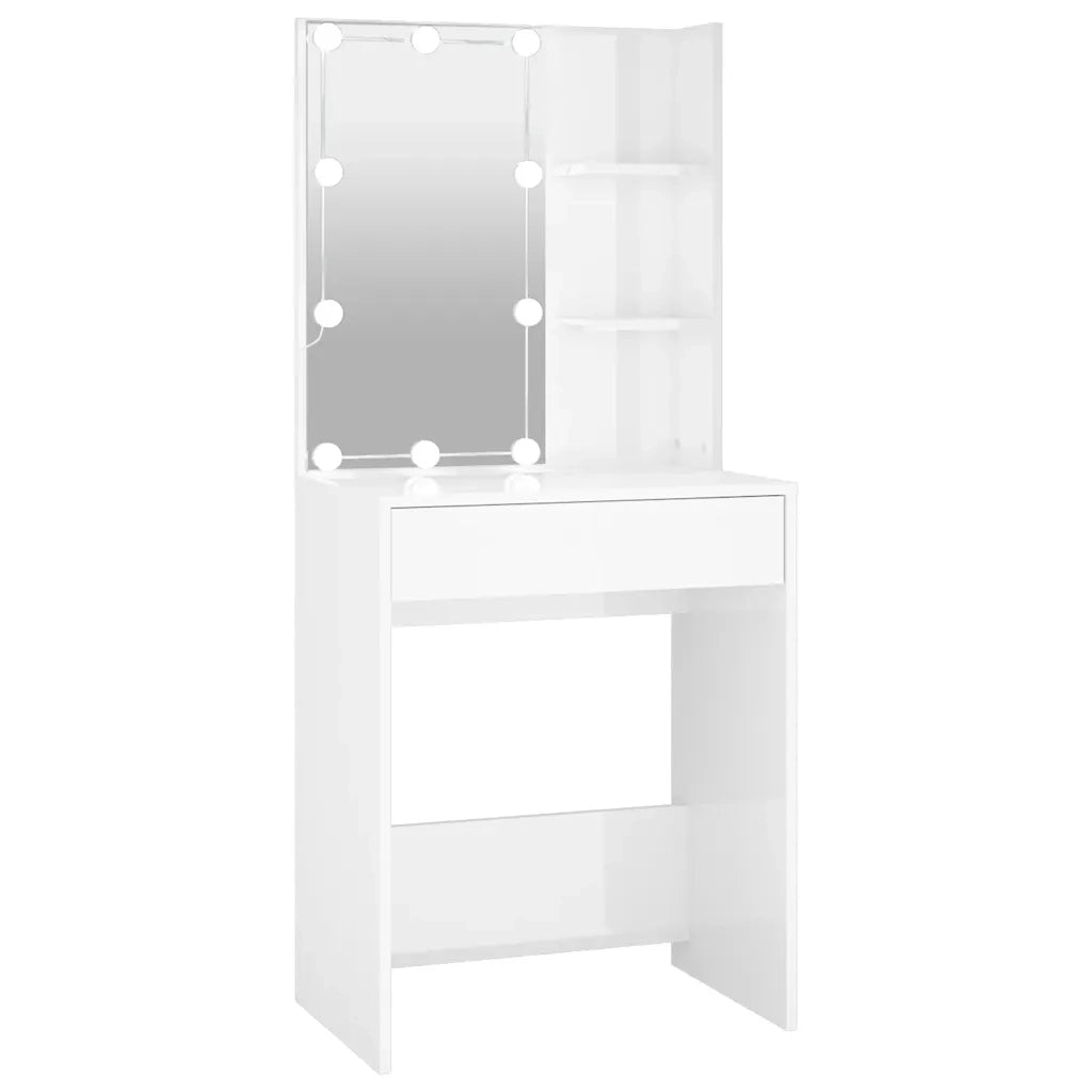 Toeletta con LED Bianco Lucido 60x40x140 cm 808834