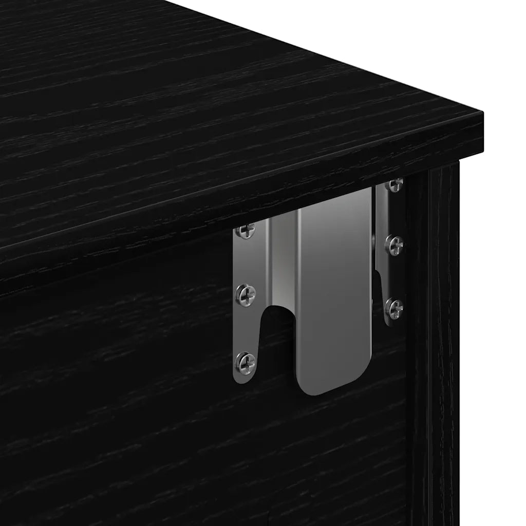 Scaffale a Parete con Cassetti Nero 80x31x17 cm in Truciolato 859951
