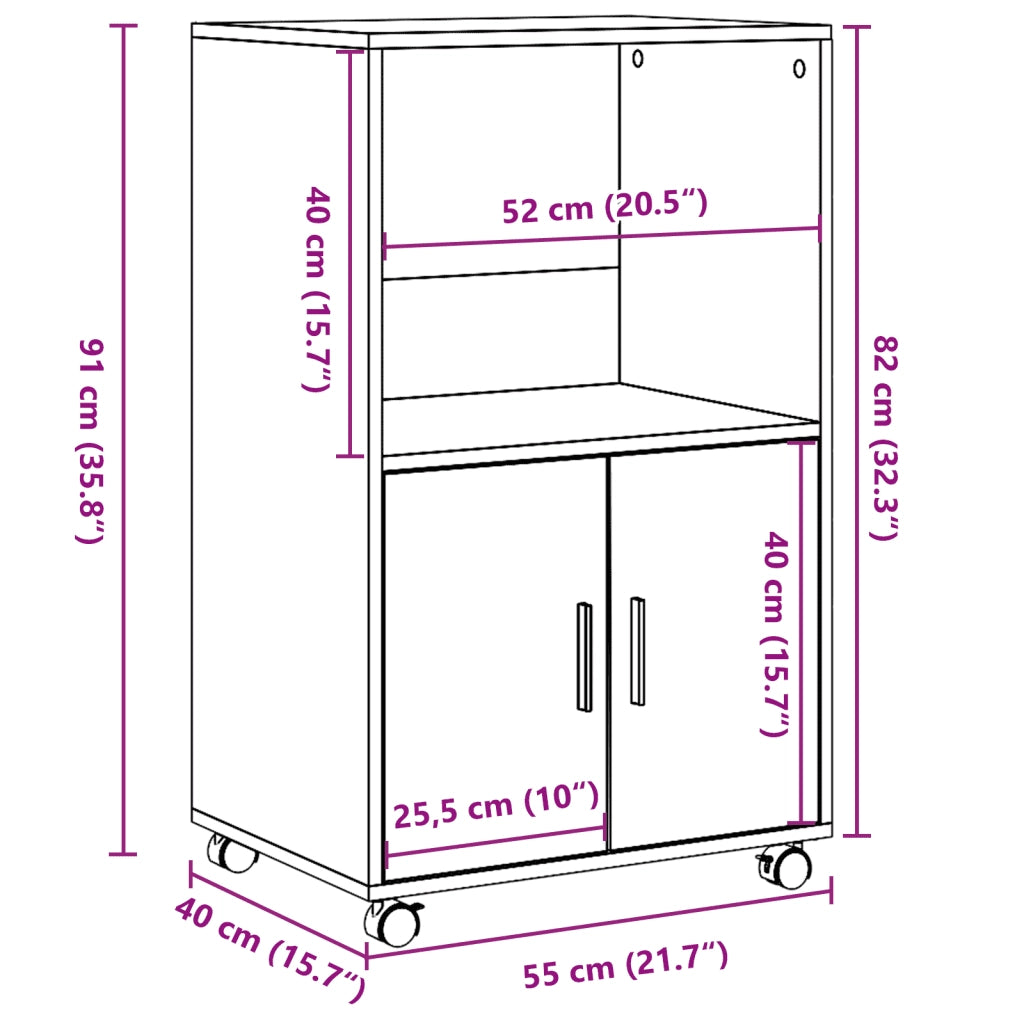 Mobile con Ruote Bianco 55x40x91 cm in Truciolato CFW8548990