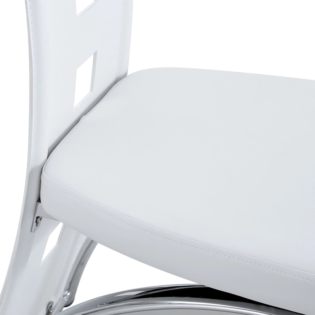 Set di 2 sedie da pranzo moderne in PU bianco con gambe in metallo argento, design con motivo geometrico