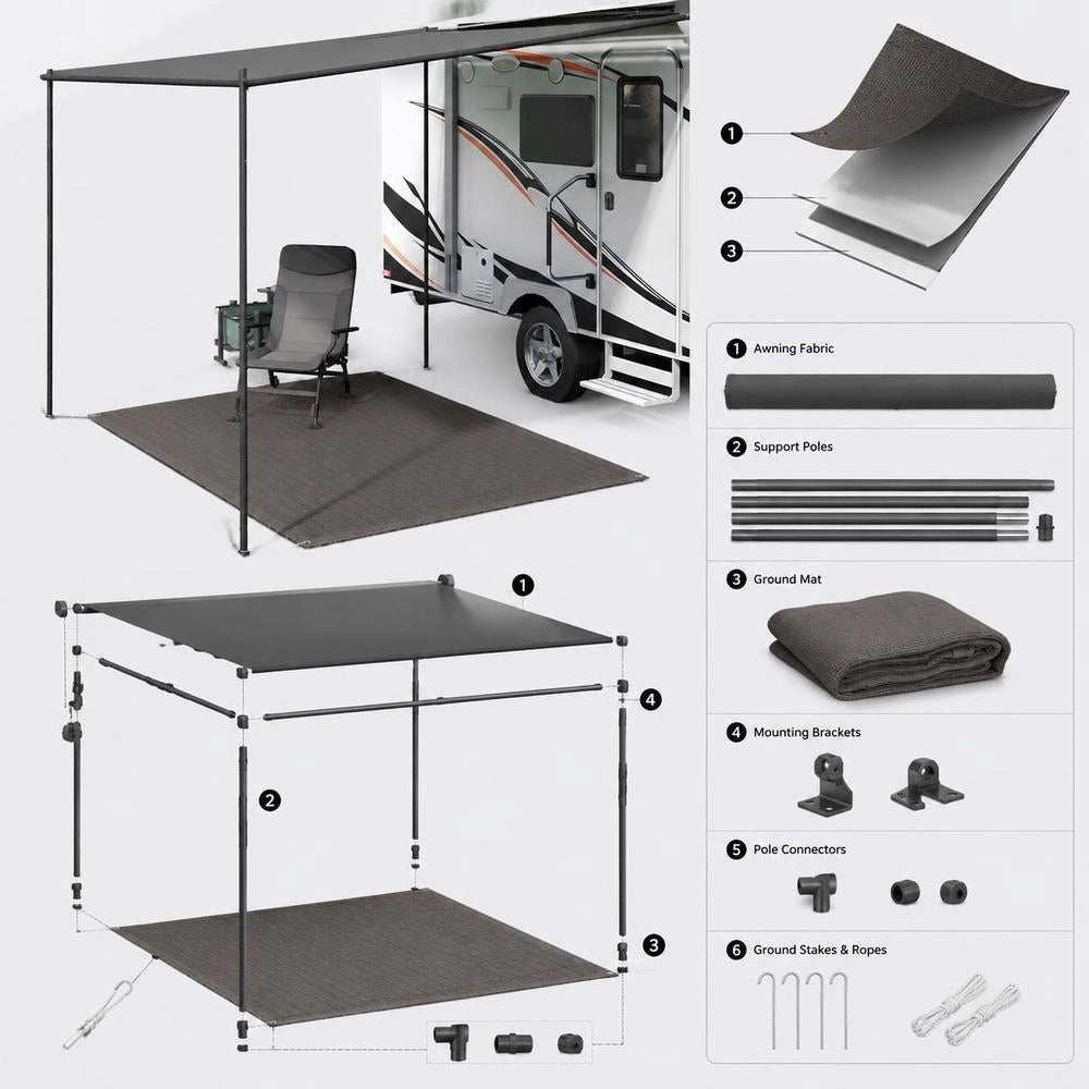 Tent Carpet 250 X 300 Cm Anthracite