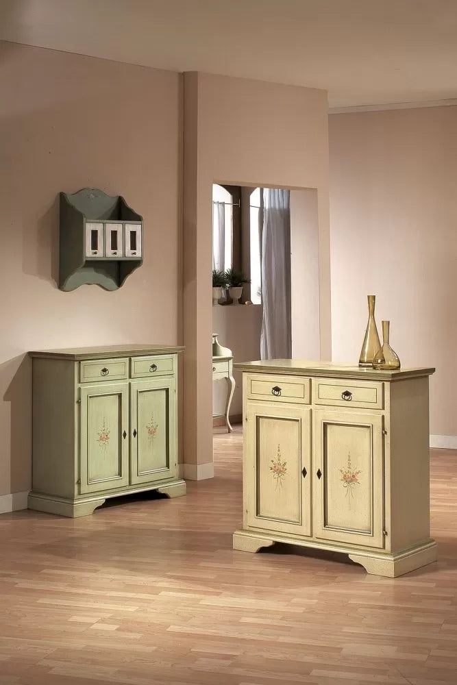Credenza 2 porte 2 cassetti legno grezzo 90x40x94 (5011) - Mobili 2G