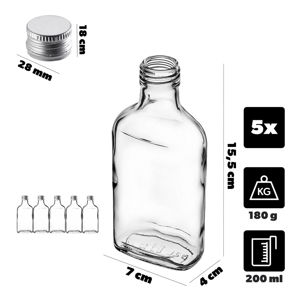 KADAX Butelka piersiówka 200ml BUT200 z zakrętką s