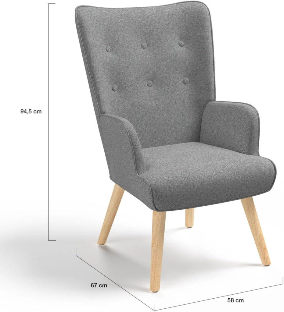 Poltrona scandinava IVAR in tessuto grigio chiaro