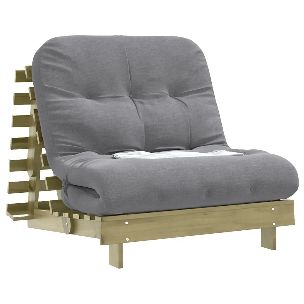 Divano Letto Futon con Materasso 90x206x11cm Pino Impregnato 846765