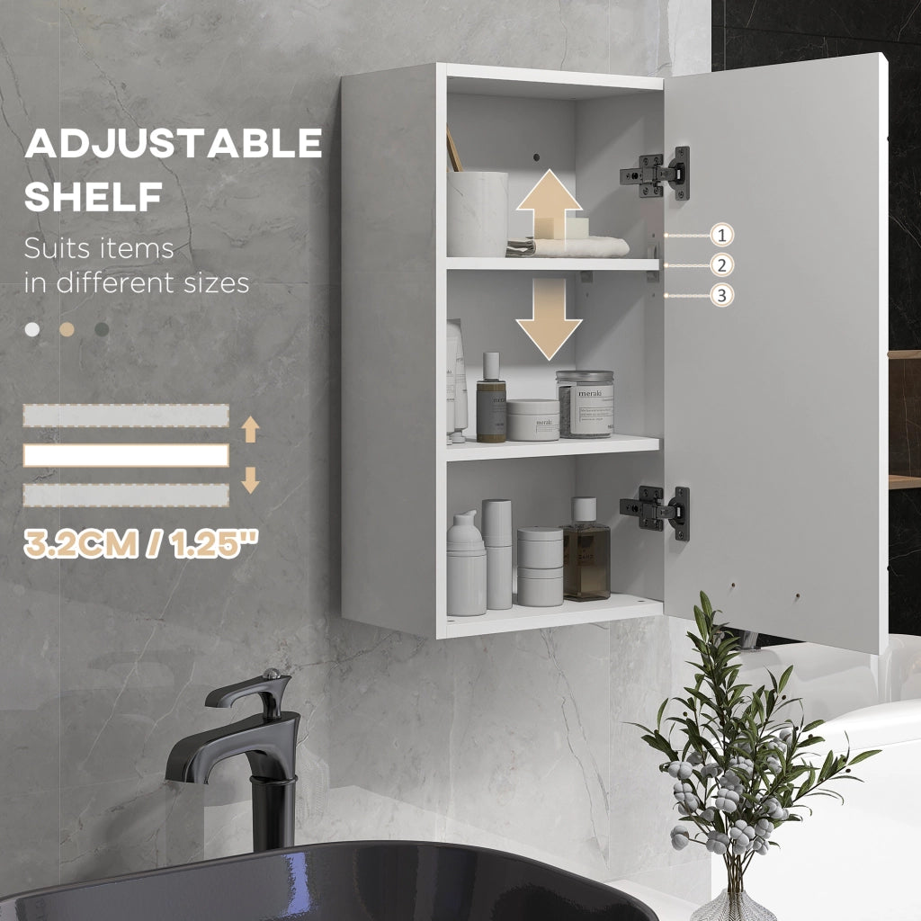 EasyComfort Mobiletto Bagno in MDF a Muro con 3 Ripiani e Ripiano Superiore Regolabile, 37x22.5x70 cm, Bianco