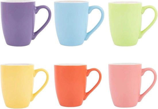 Set di tazze da caffè | Set di sacchetti da caffè da 6 | Tazza da caffè in ceramica | Set di tazze da caffè moderne | Tazza in ceramica | Set di bicchieri per bere | Tazze colorate 330 ml