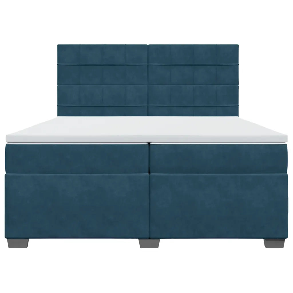 Giroletto a Molle con Materasso Blu 200x200 cm in Velluto 3293306