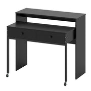 Scrivania per computer retrattile 100 x 63 x 88 cm design salvaspazio con cassetti e ruote moderna in legno massello nero 20_0015378