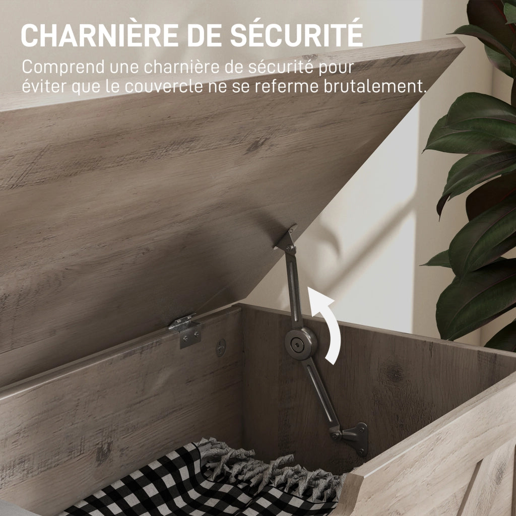 Coffre de Rangement Meuble d'Entrée Rustique 80x40x45cm Gris