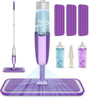 Asciugamano Spray per Pulizia del Pavimento - Pulizia Pavimento Bagnato e Asciutto in Cucina - Asciugamano a Microfibra - 2x Bottiglie Riscaldabili - 360° Rotante Asciugamano in Legno - Pavimento in Lamina e Parquet - 3x Pannelli Riciclabili