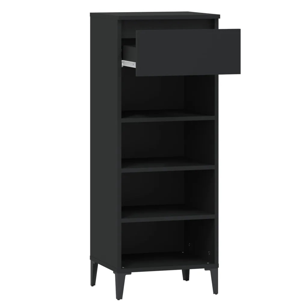 Scarpiera | Mobile per scarpe Nera 40x36x105 cm in Legno Multistrato