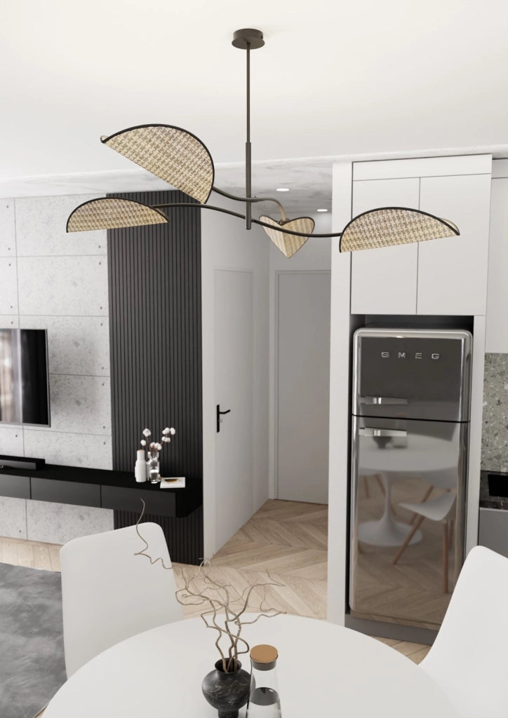 Plafoniera Moderna Mulciber Acciaio Nero 4 Luci E14
