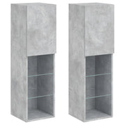 Mobile TV multimediale mensola TV credenza mobile TV per sala da pranzo soggiorno camera da letto con luci LED 2 pezzi 30,5 x 30 x 102 cm grigio 02_0028832