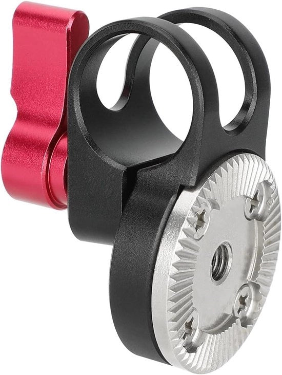 Stangklem con rossetto in stile ARRI, pulsante di blocco rosso, 19 mm, di alta gamma professionale