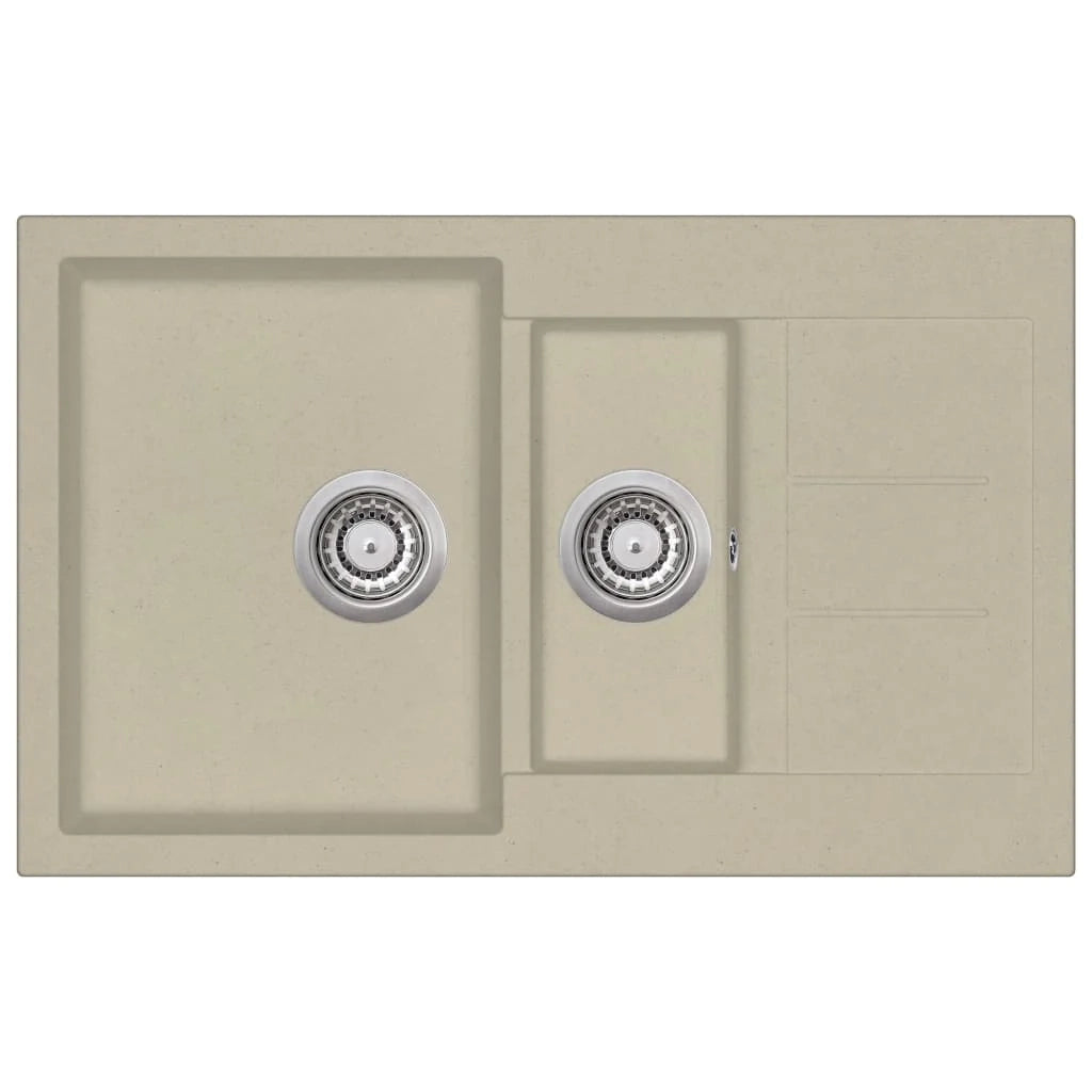 Lavello da cucina in granito beige a doppia vasca 02_0002343